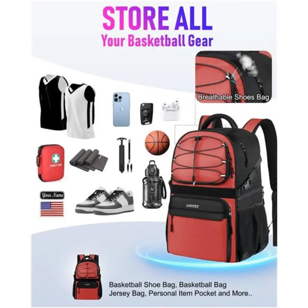 New Basketball Bag Backpack with Ball Holder Shoes Compartment, Large Basketball